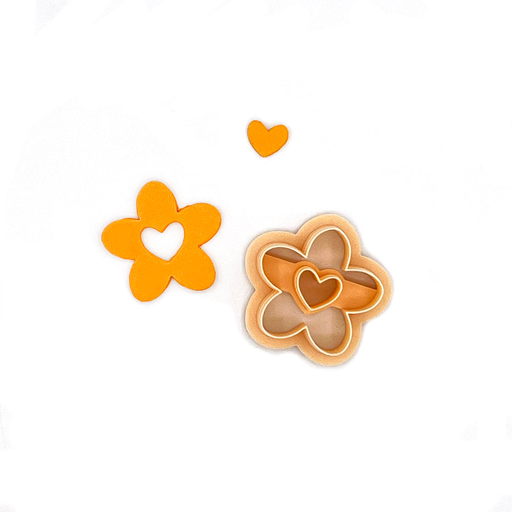 Flower with Heart | Polymer Clay Cutter