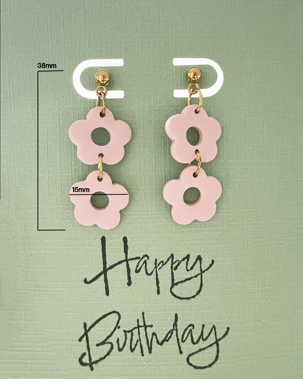 Happy Birthday - Pink Flowers | Roze Bloemen | Polymeer Klei Oorbellen | Gift