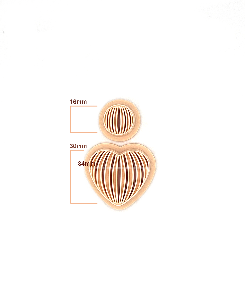 Lined Full Heart | Gelijnd Vol Hart | Polymeer klei cutter | Polymer Clay Cutter