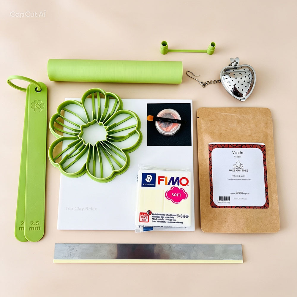 Cadeaubox Tea Clay Relax | Maak je eigen Bloemverdeler | Kleur: Vanille geel