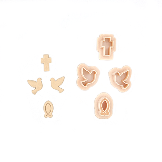 Christian Studs Dove Cross Fish | Christelijke studs Duif Kruis Vis  | Polymeer klei cutter | Polymer Clay Cutter