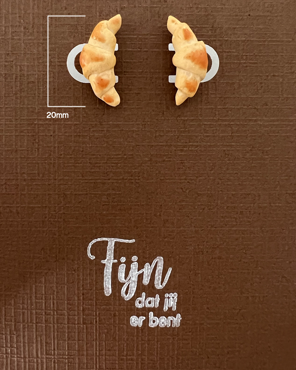 Fijn dat jij er bent - Croissantje | Polymeer Klei Oorbellen | Gift