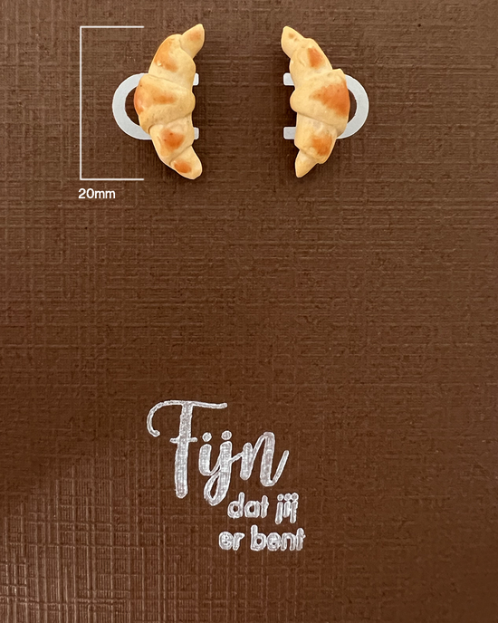 Fijn dat jij er bent - Croissantje | Polymeer Klei Oorbellen | Gift