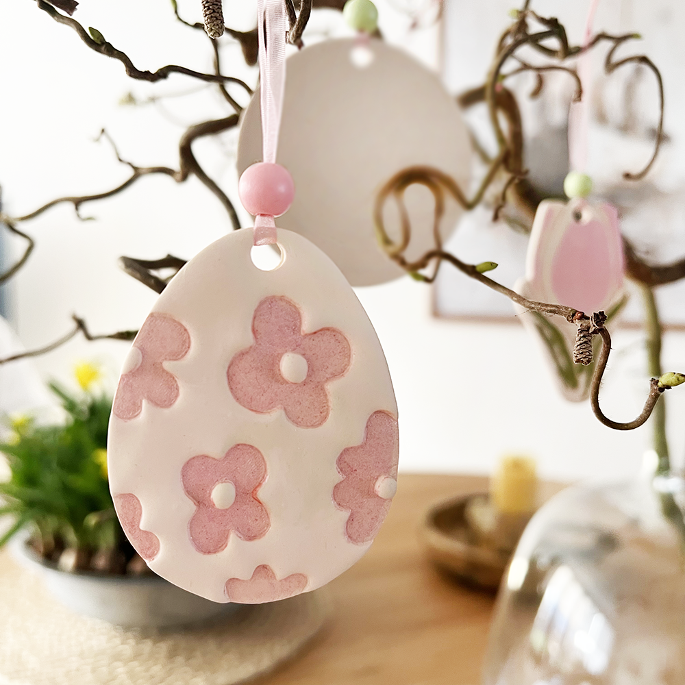 Paastak hanger Paas ei met bloemen  | Polymer Clay Cutter