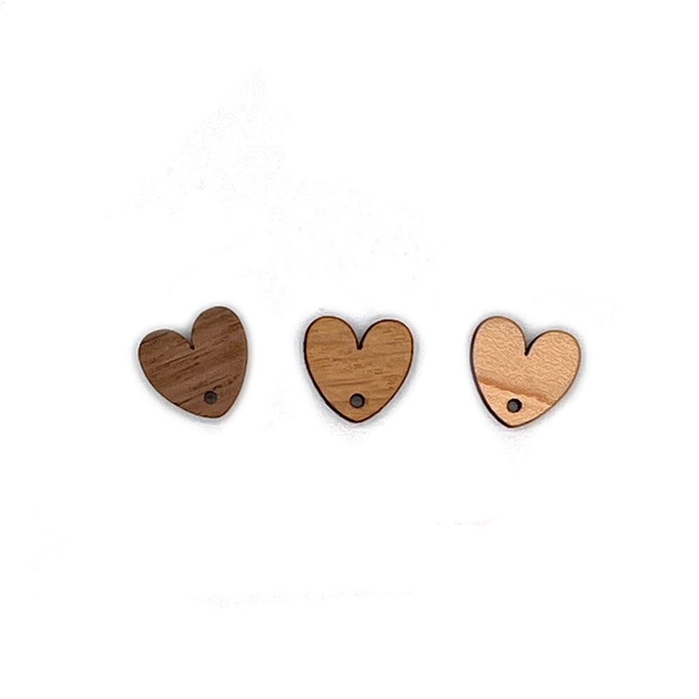 Wooden Heart studs (4 stuks) keuze uit drie tinten
