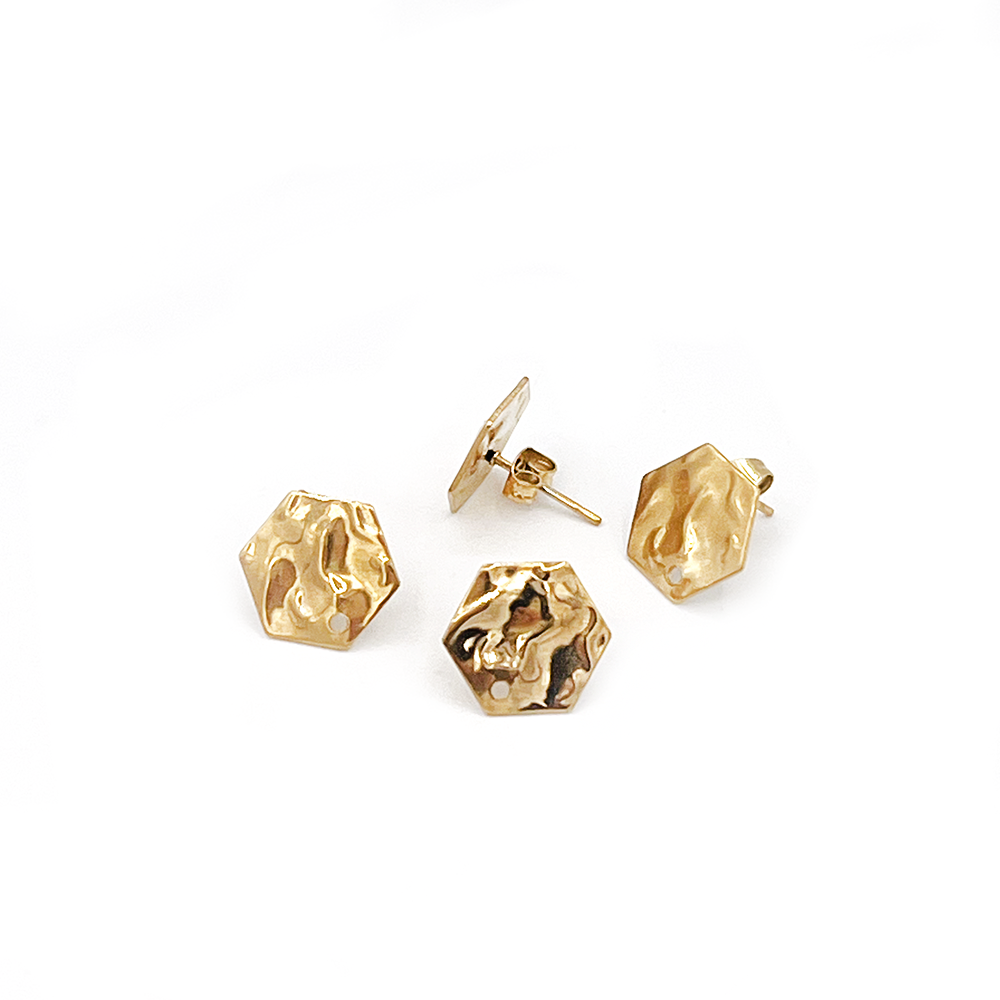 Hexagon Studs with hole (4pc) RVS incl earring back | Oorbel onderdelen |