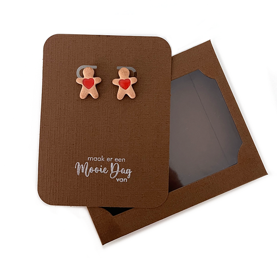 Maak er een Mooie Dag van - Gingerbread man | Peperkoek mannetje | Polymeer Klei Oorbellen | Gift