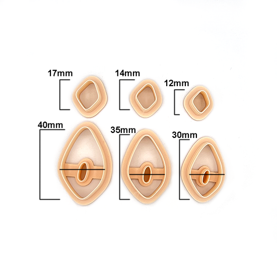 Organic Open Diamond Set| Organische Open Diamant Set | Polymeer klei cutter | Polymer Clay Cutter