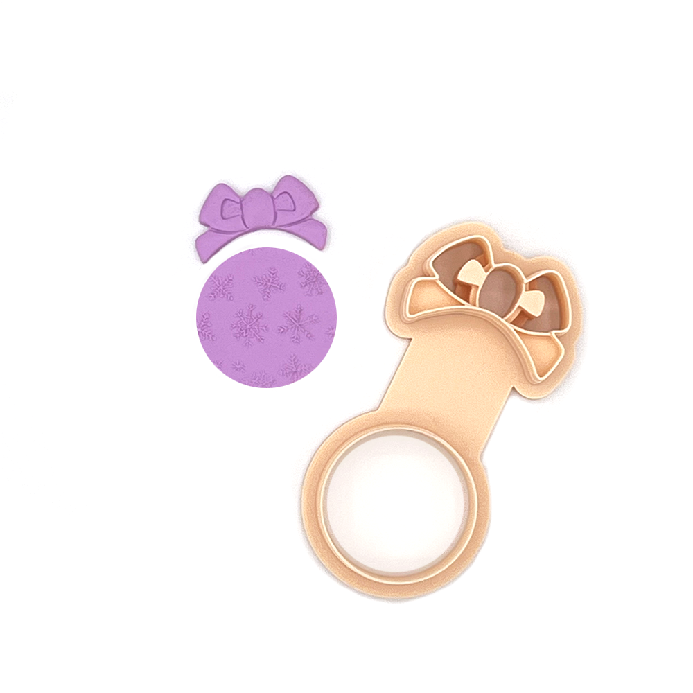 Ornament with Bow| Kerstbal met Strik | Polymeer klei cutter | Polymer Clay Cutter