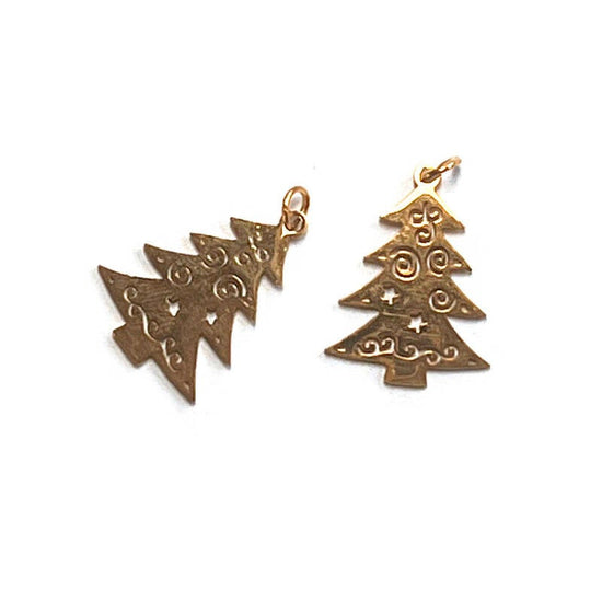 Christmas Tree Charm (2pcs) Brass